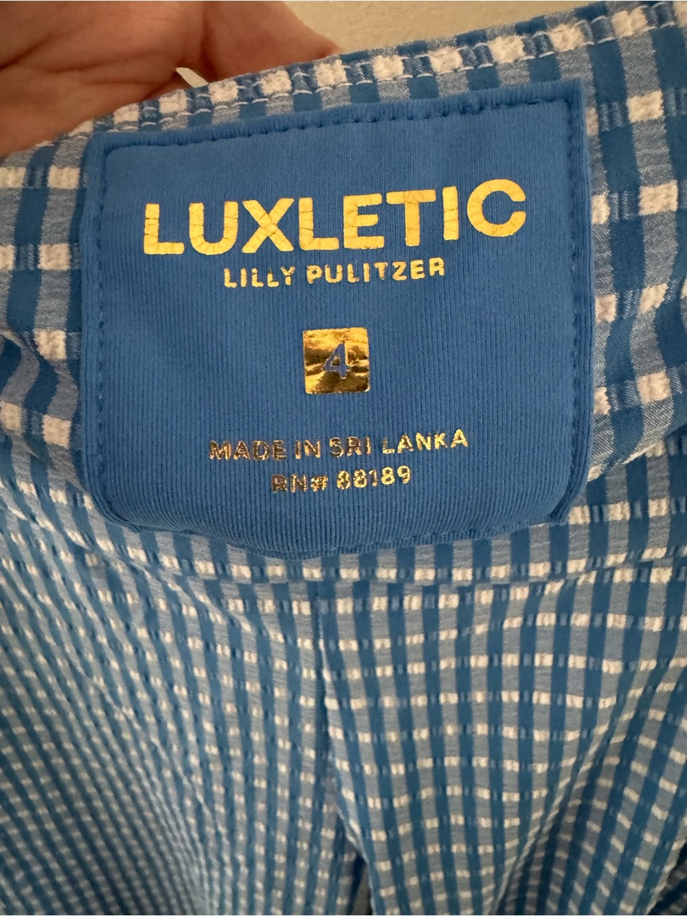 Lilly Pulitzer Luxletic 25" Corso Crop Pants Morelle Blue Gingham, Size 4 - Picture 8 of 16